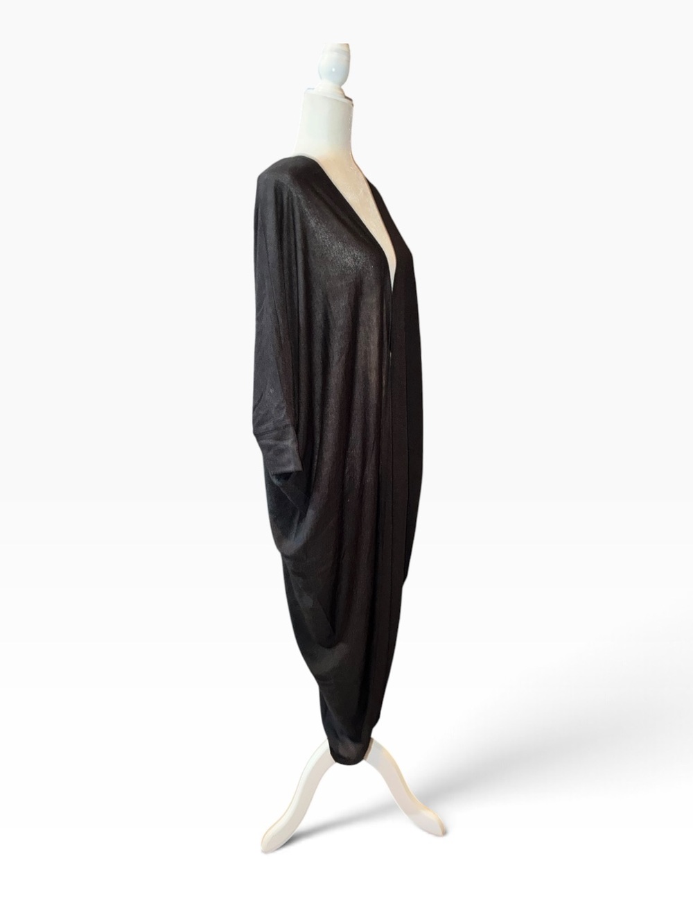 Cato Charcoal Open-Front Draped Wrap Cape - Picture 4 of 7